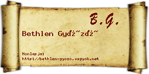 Bethlen Győző névjegykártya